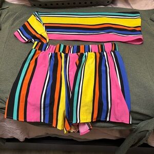 SHEIN Multicolor Striped High Waist Shorts